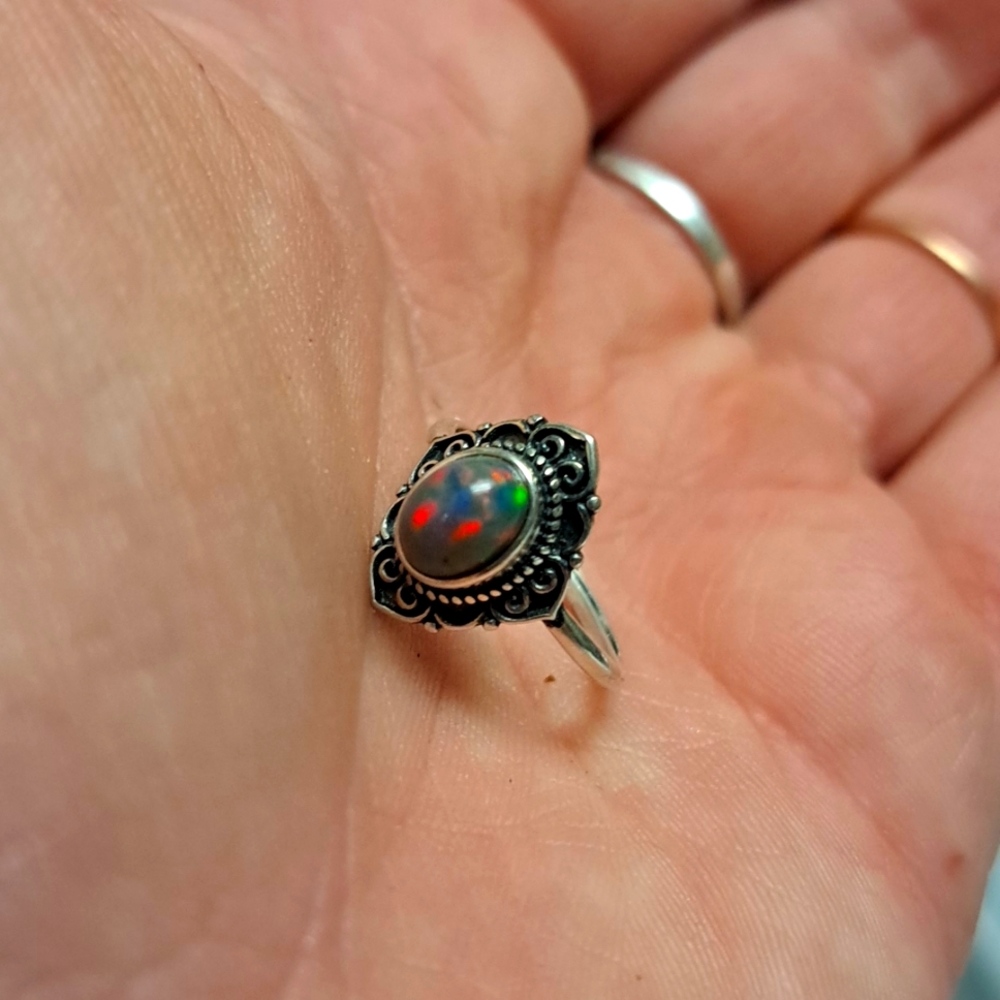 Ethiopian opal ring 925